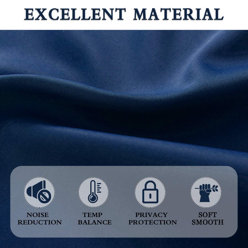 DONREN 96 Inches Long Floor Length Curtains - Dark Blue Blackout Curtains for Living Room - Rod Pocket Thermal Insulated Curtains for Bedroom (42 x 96 Inch,Set of 2 Panels) - Image 4